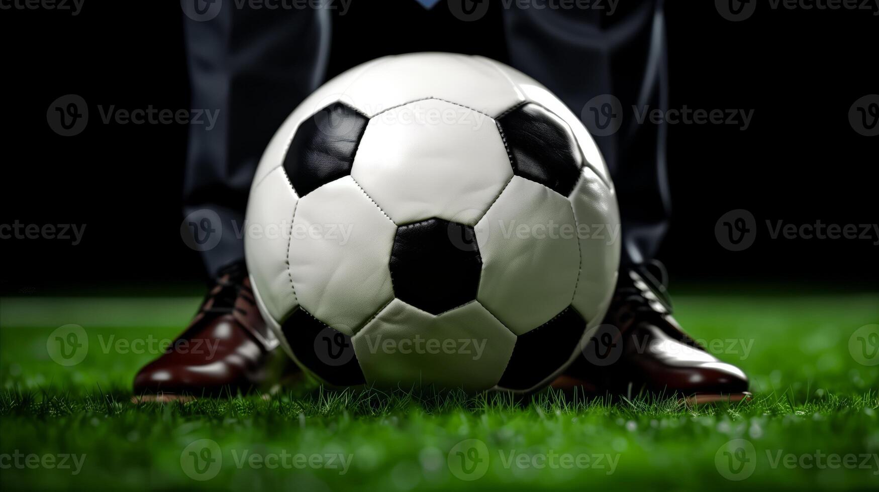 Evening Soccer Game Prep With Player and Ball on Field photo