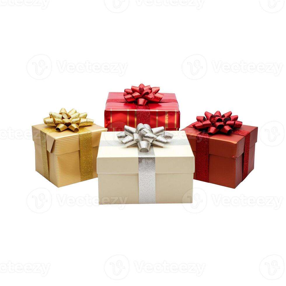 Assorted Gift Boxes With Decorative Bows on Transparent Background photo