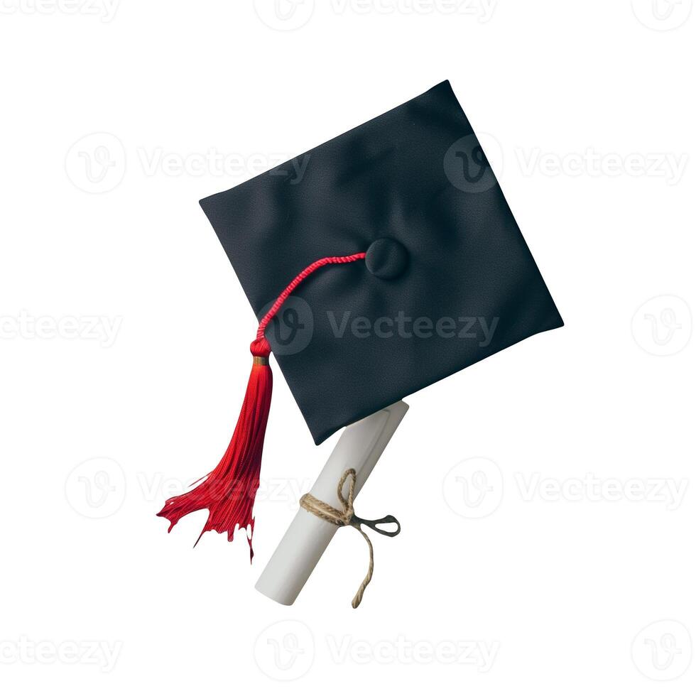 ilustración de gorro de graduación y diploma foto