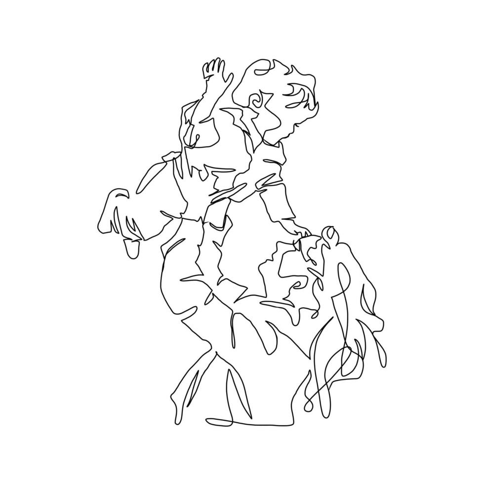 Continuous Line Art of Motherhood, Carry baby, Happy Mother day card, one line drawing, parent and child silhouette hand drawn. illustration vector