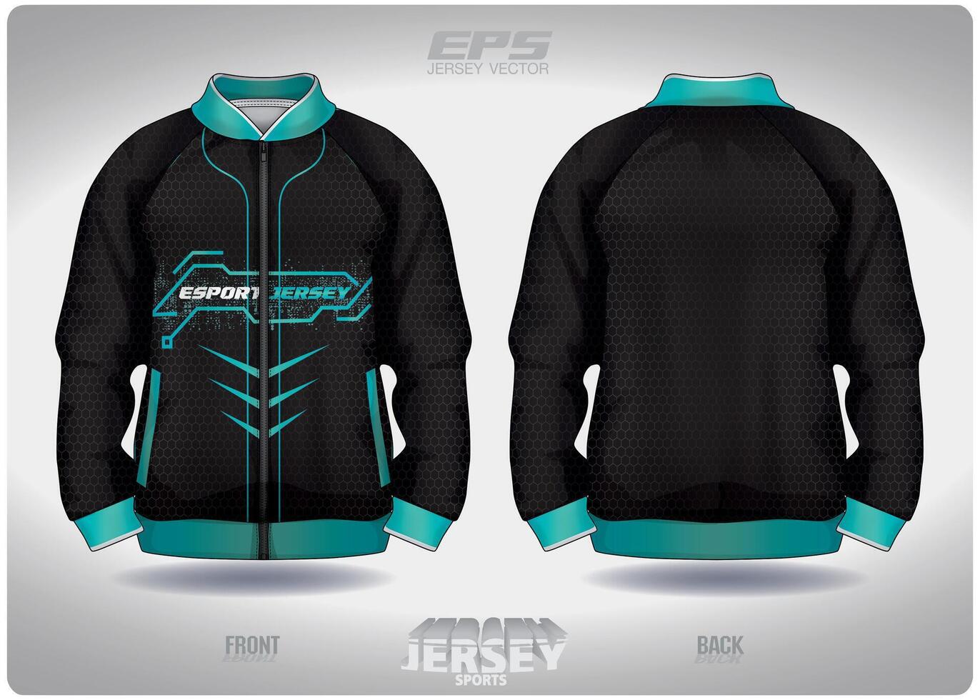 EPS jersey sports shirt .black green honeycomb esports pattern design, illustration, textile background for sports long sleeve sweater vector