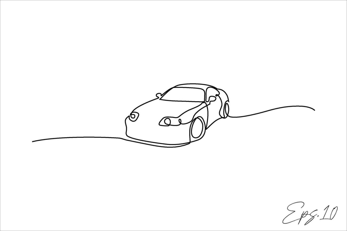 continuous line art drawing of a sedan car vector