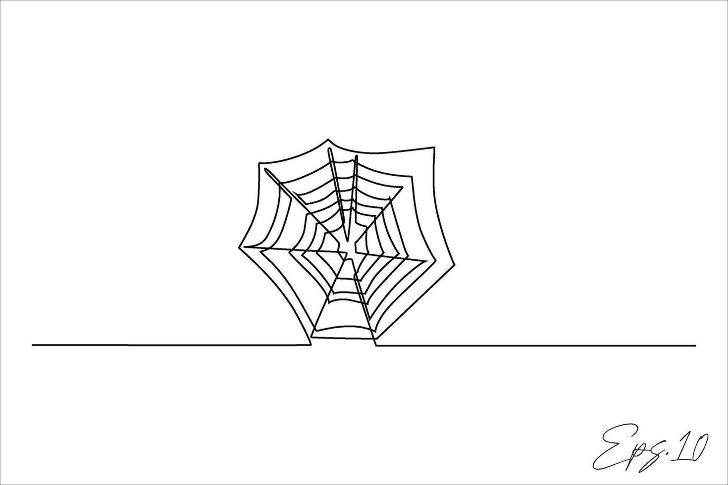 continuous line art drawing of a spider's web vector