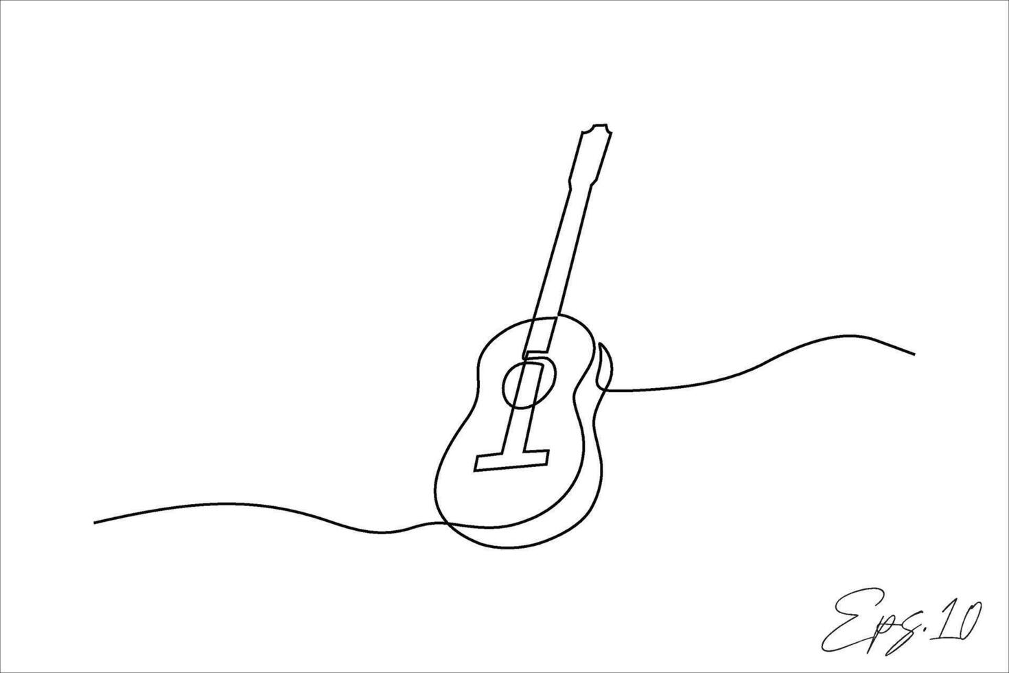 continuous line art drawing of a guitar musical instrument vector