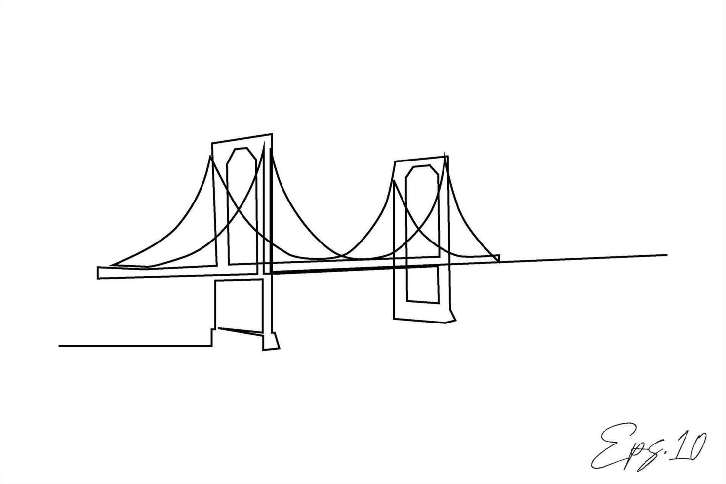 continuous line art drawing of iron bridge vector