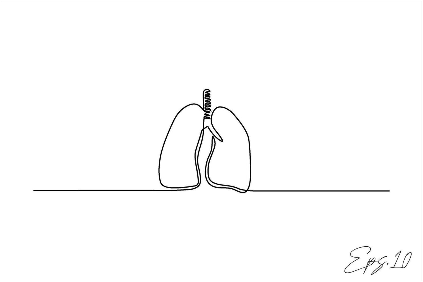 Continuous line art drawing of lungs vector