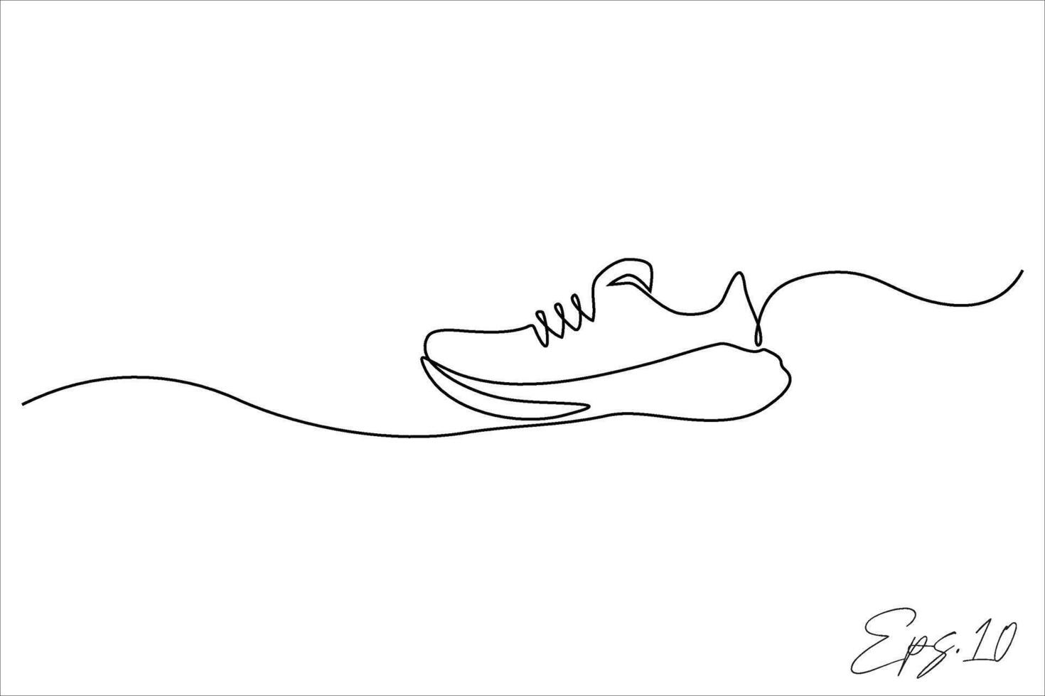 continuous line art drawing of sports shoes vector