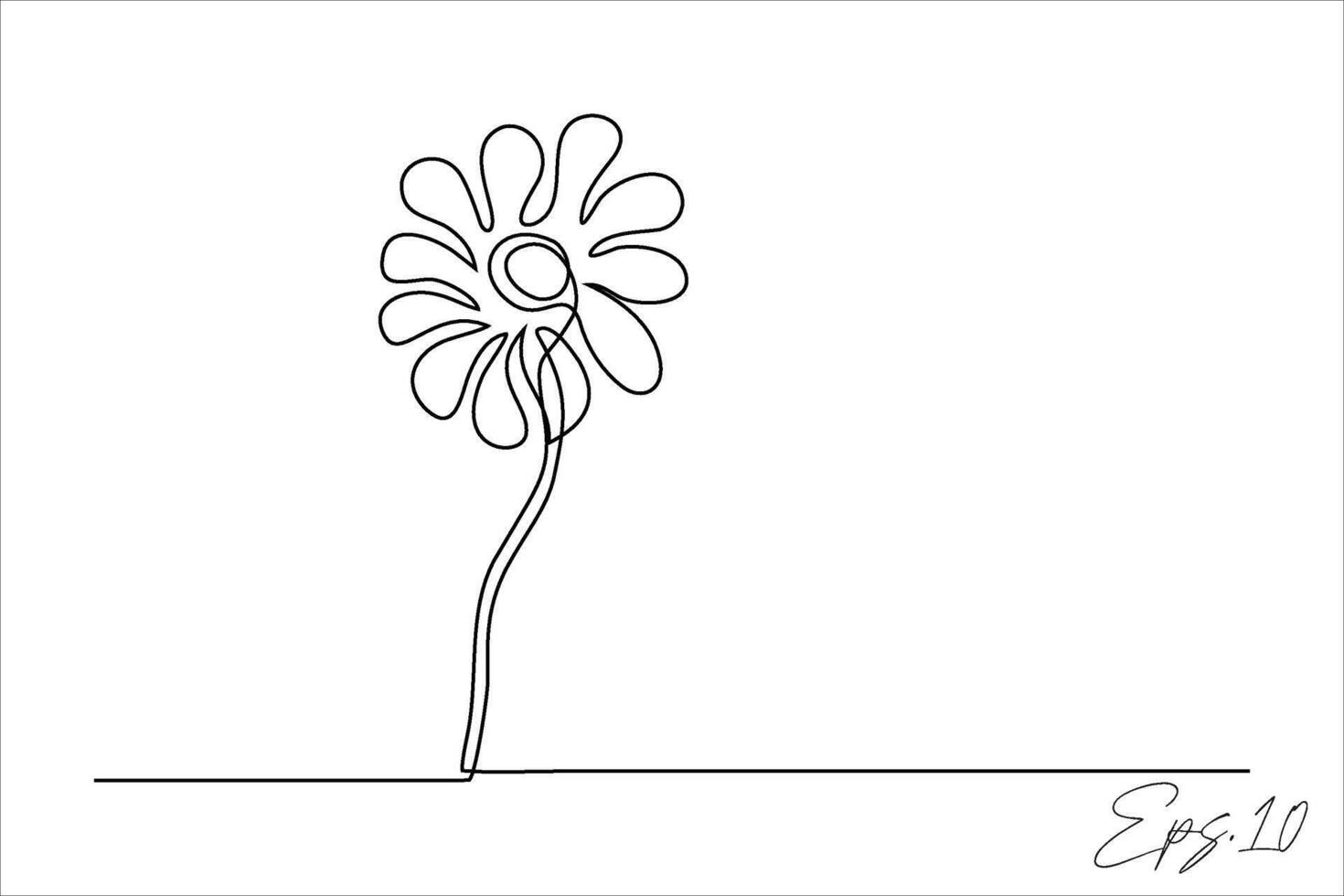 continuous line art drawing of sunflower vector