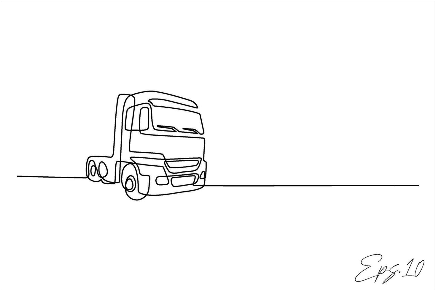 continuous line art drawing of a container truck vector