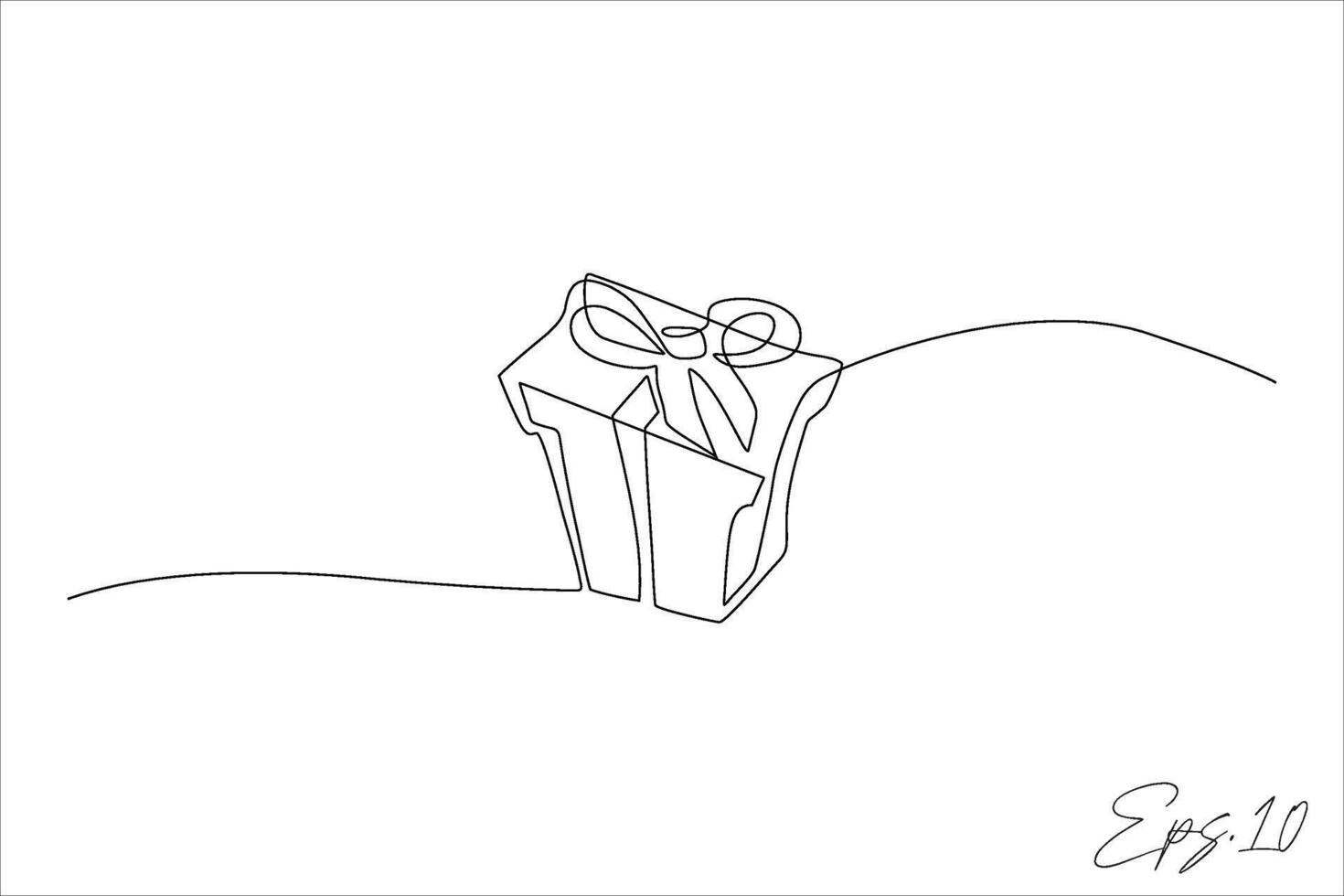 continuous line art drawing of a gift vector