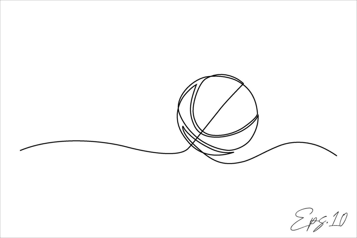 Continuous line art drawing of basketball vector