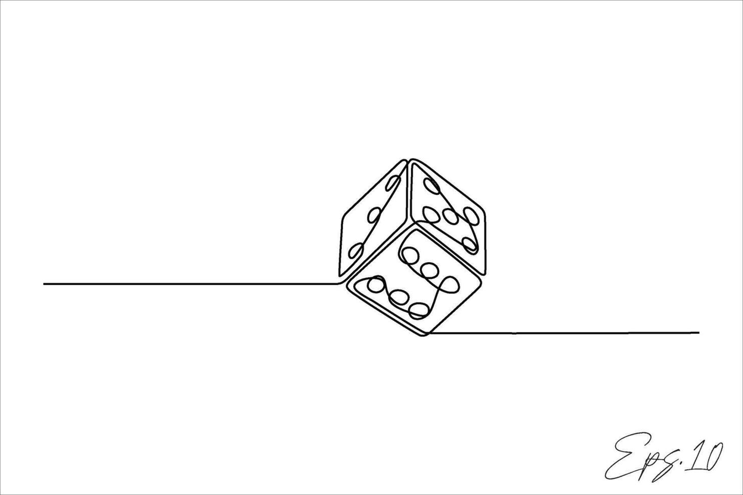 continuous line art drawing of dice vector