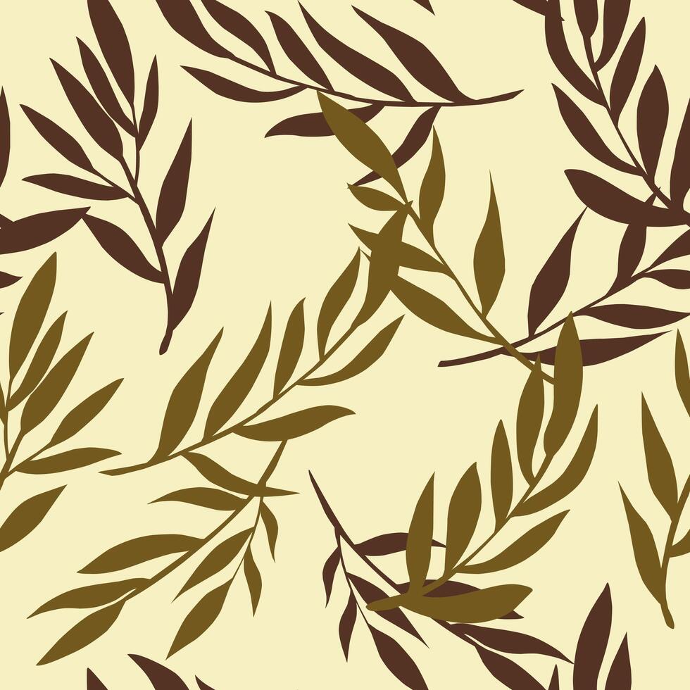 a pattern with brown and tan leaves vector