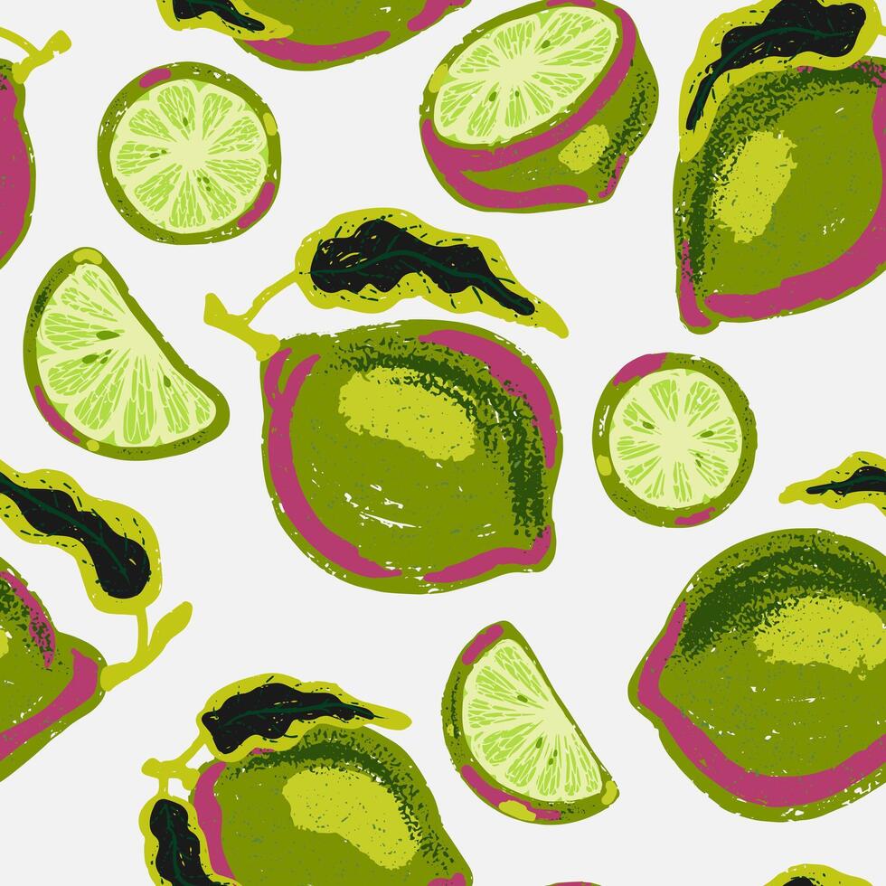 a pattern with green limes and slices vector