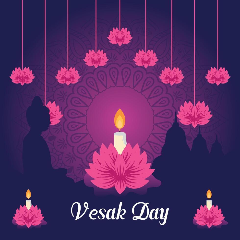 vesak day illustration festival celebration social media post and vesak day Banner vector