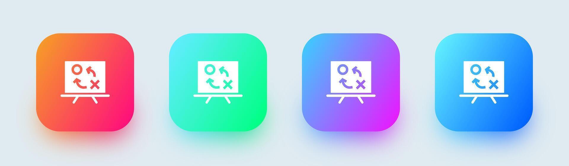 Strategy solid icon in square gradient colors. Plan signs illustration. vector