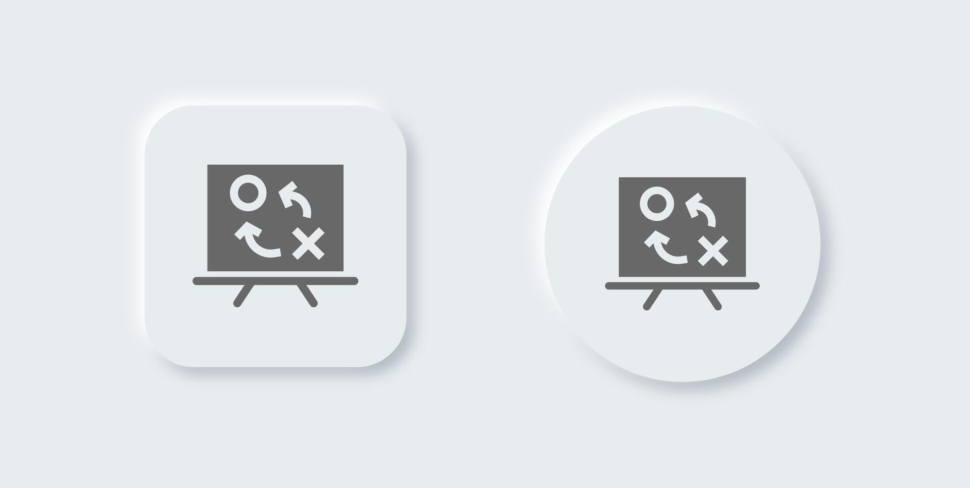 Strategy solid icon in neomorphic design style. Plan signs illustration. vector
