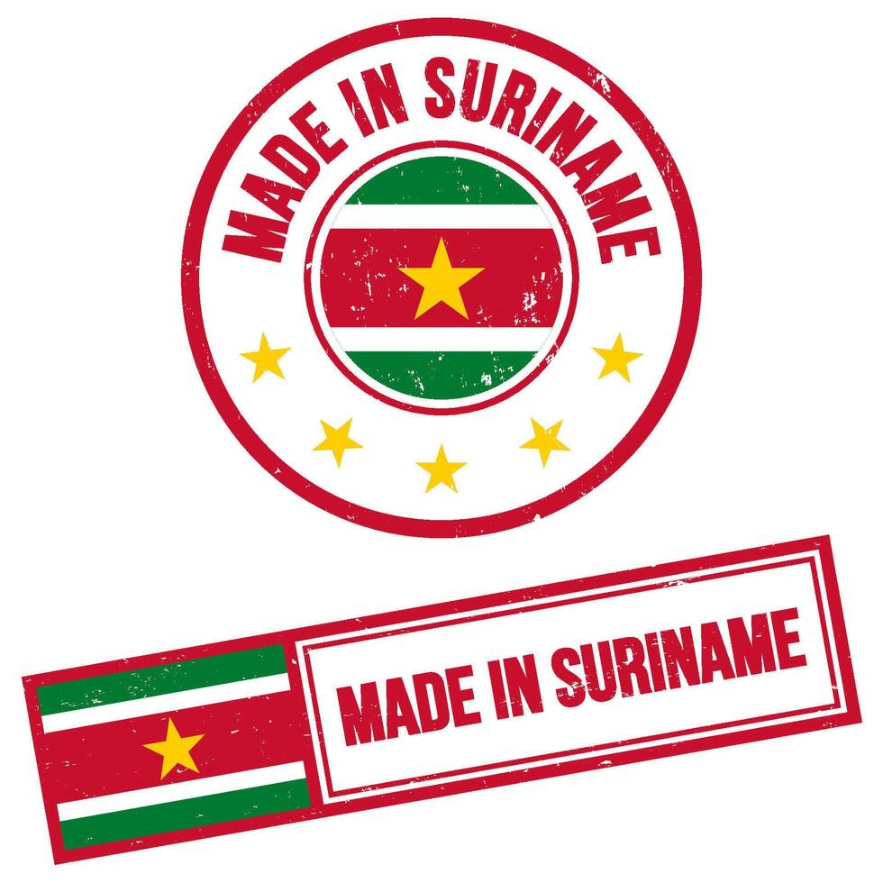 hecho en Surinam firmar grunge estilo vector