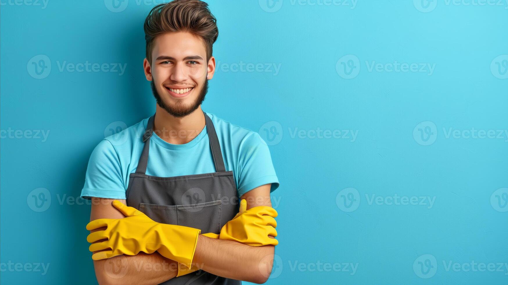 Confident Young Man Ready for House Cleaning photo