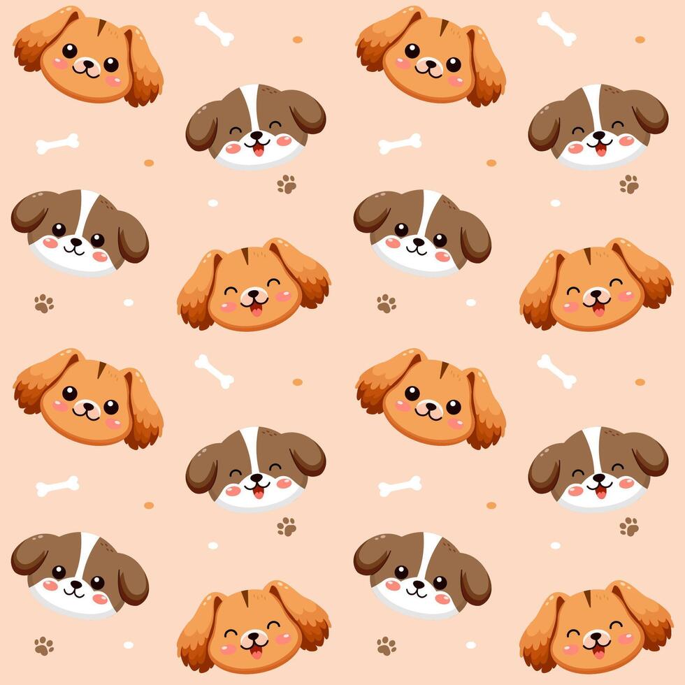 Pattern with brown and red dogs vector