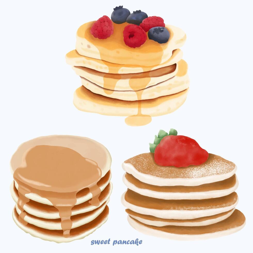 Cute Watercolor Pancake Clip Art - Download Breakfast Illustration vector