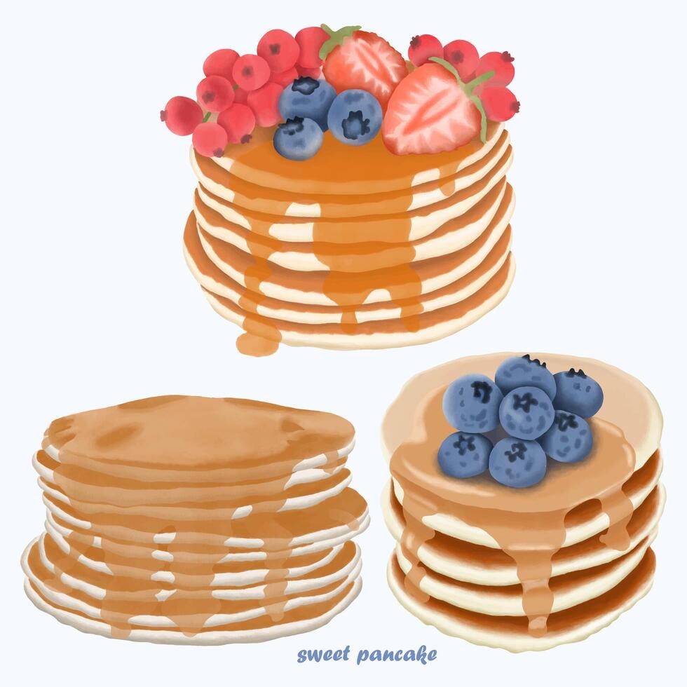 Cute Watercolor Pancake Clip Art - Download Breakfast Illustration vector