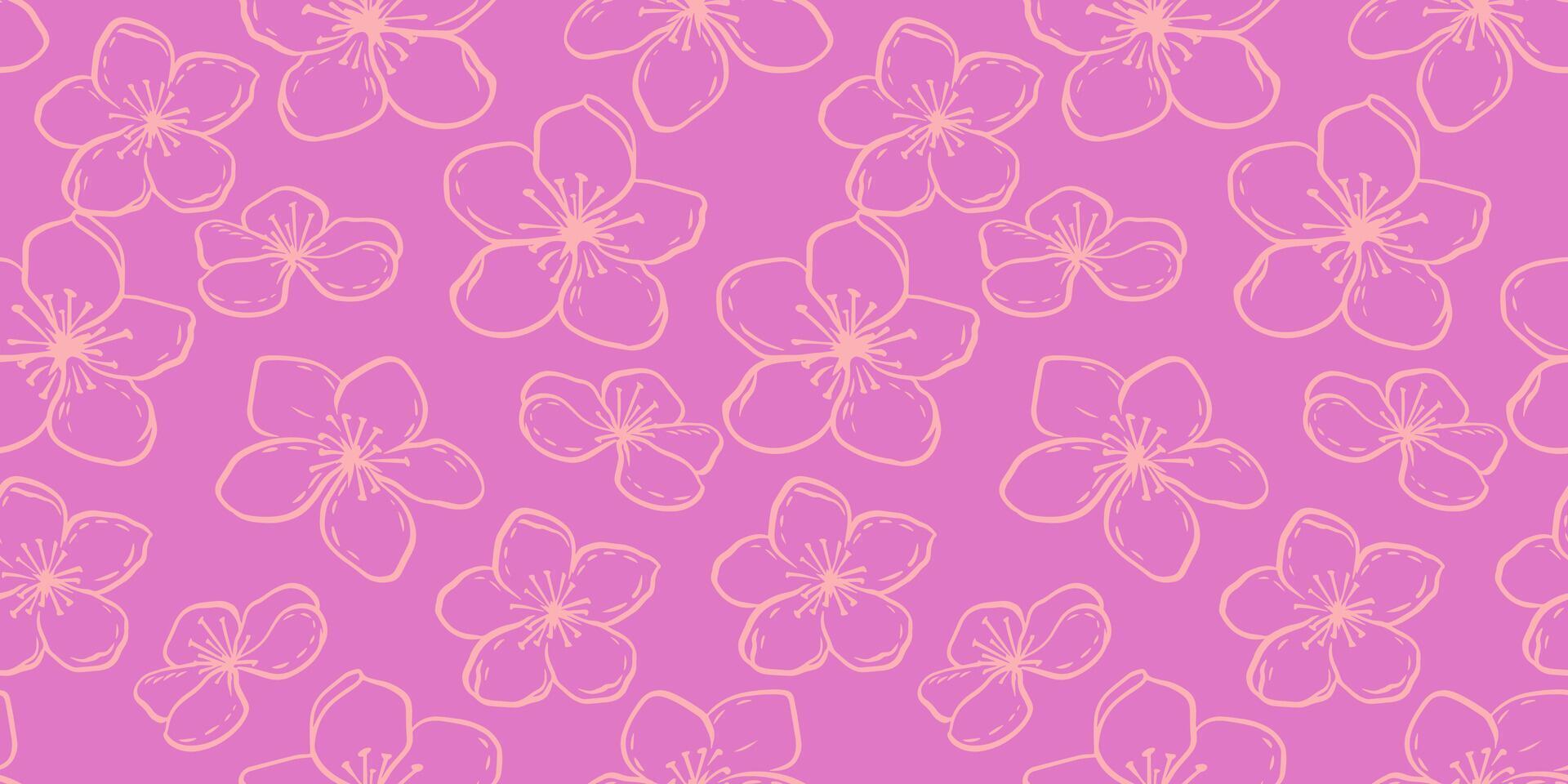 pastel rosado sin costura modelo con formas líneas flores mano dibujado bosquejo. resumen contornos floral sencillo ornamento. vector