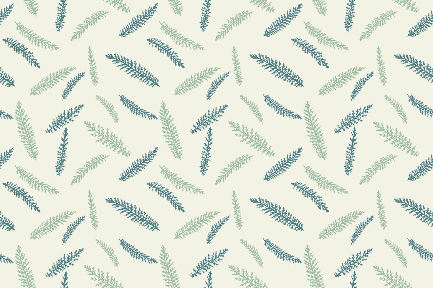Pastel retro abstract tiny branches leaves fir random scarlet in a seamless pattern. hand drawn sketch. Minimalist simple botanical printing. vector