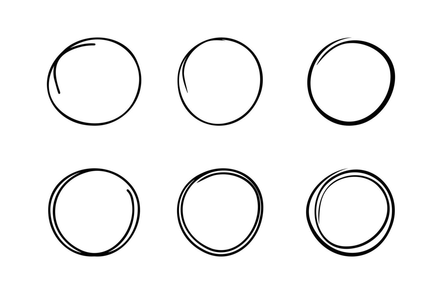 Super set of circles lines sketch hand drawn. Doodle circles for design elements vector