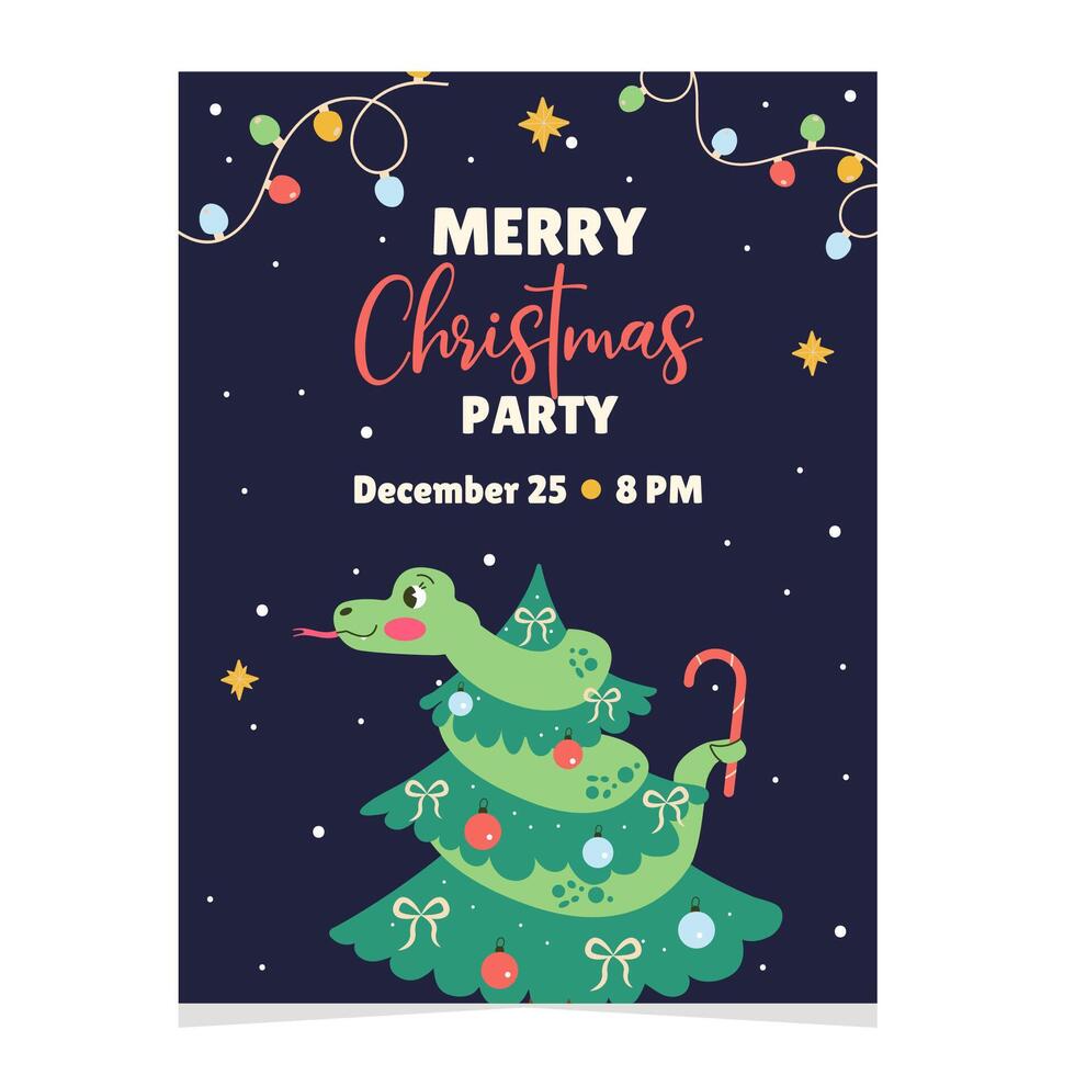 Character snake Christmas template invitation party vector