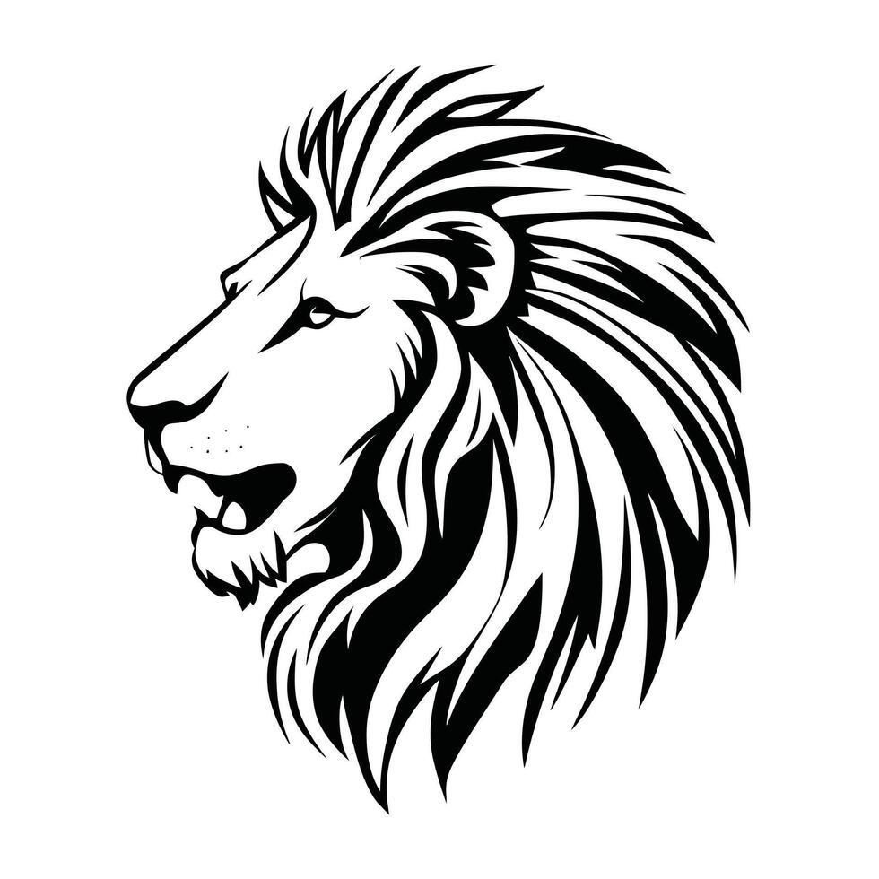 Free Black and White Lion illustration Silhouette. vector