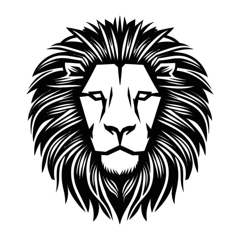 Free Black and White Lion illustration Silhouette. vector