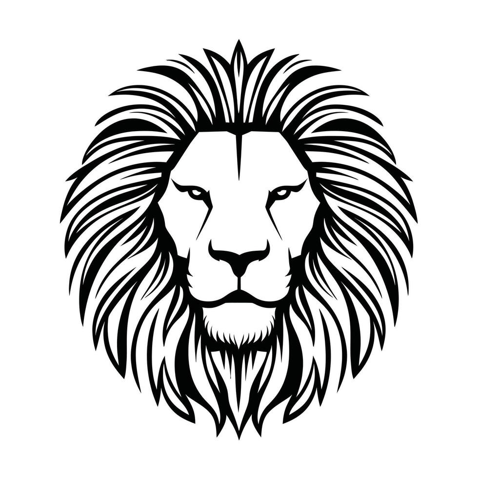 Black and White Lion illustration Silhouette. vector