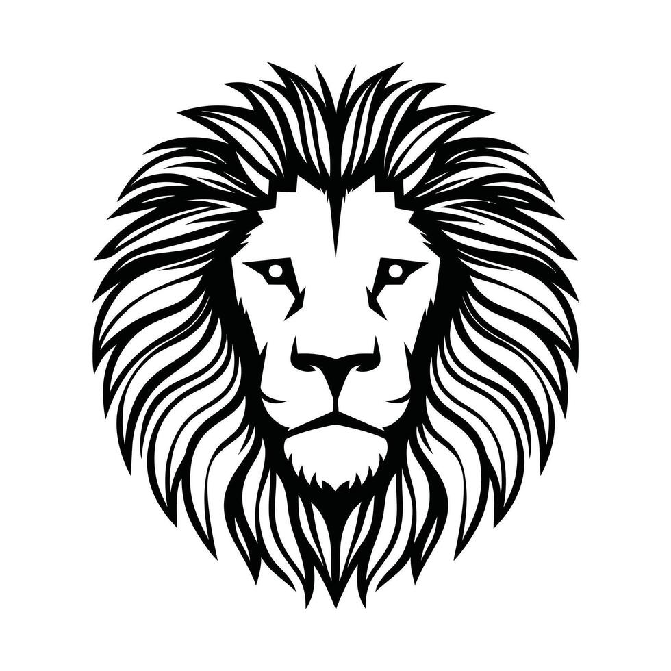 Black and White Lion illustration Silhouette. vector