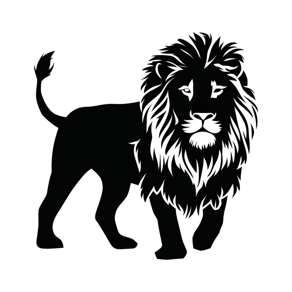 Free Black and White Lion illustration Silhouette. vector