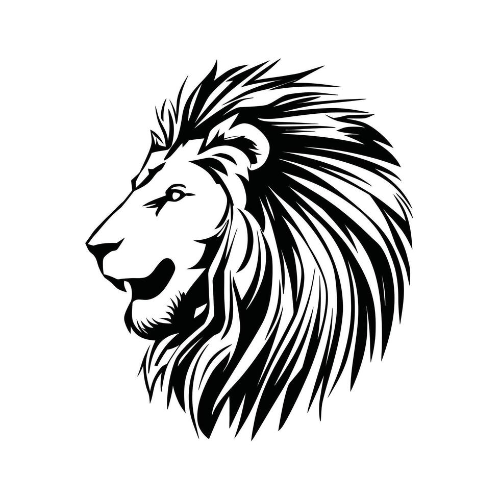 Black and White Lion illustration Silhouette. vector