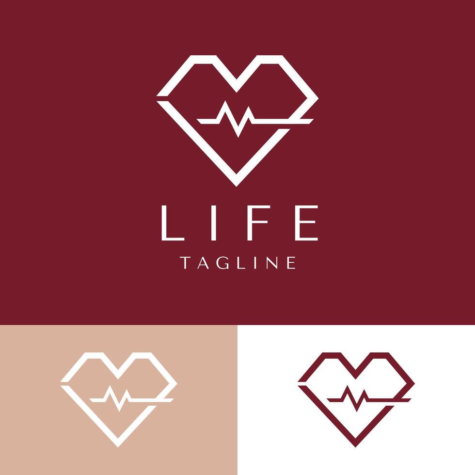 abstract life logo design with heart shape vector