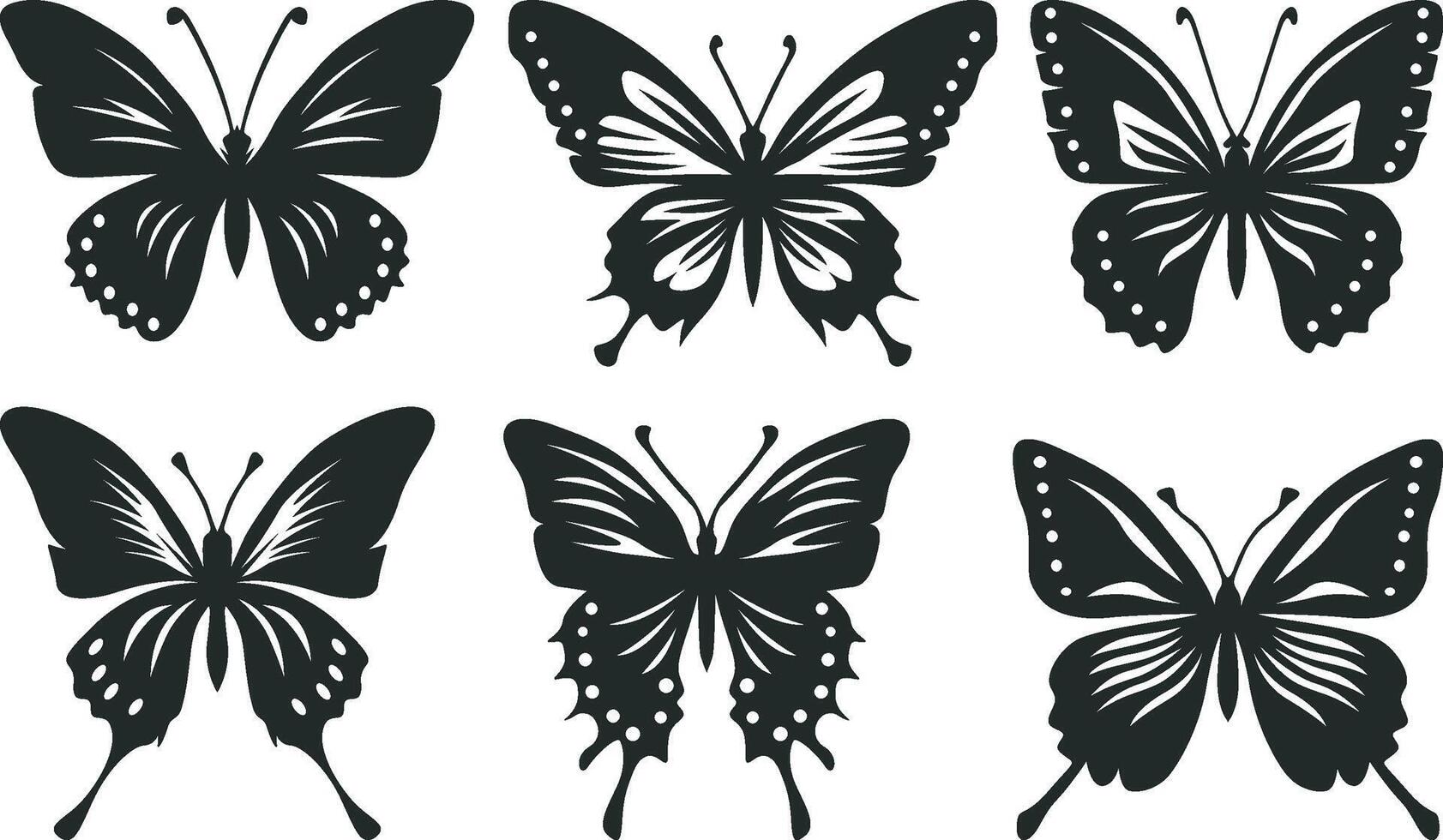 Butterfly silhouettes Bundle collection, Black Butterfly set vector