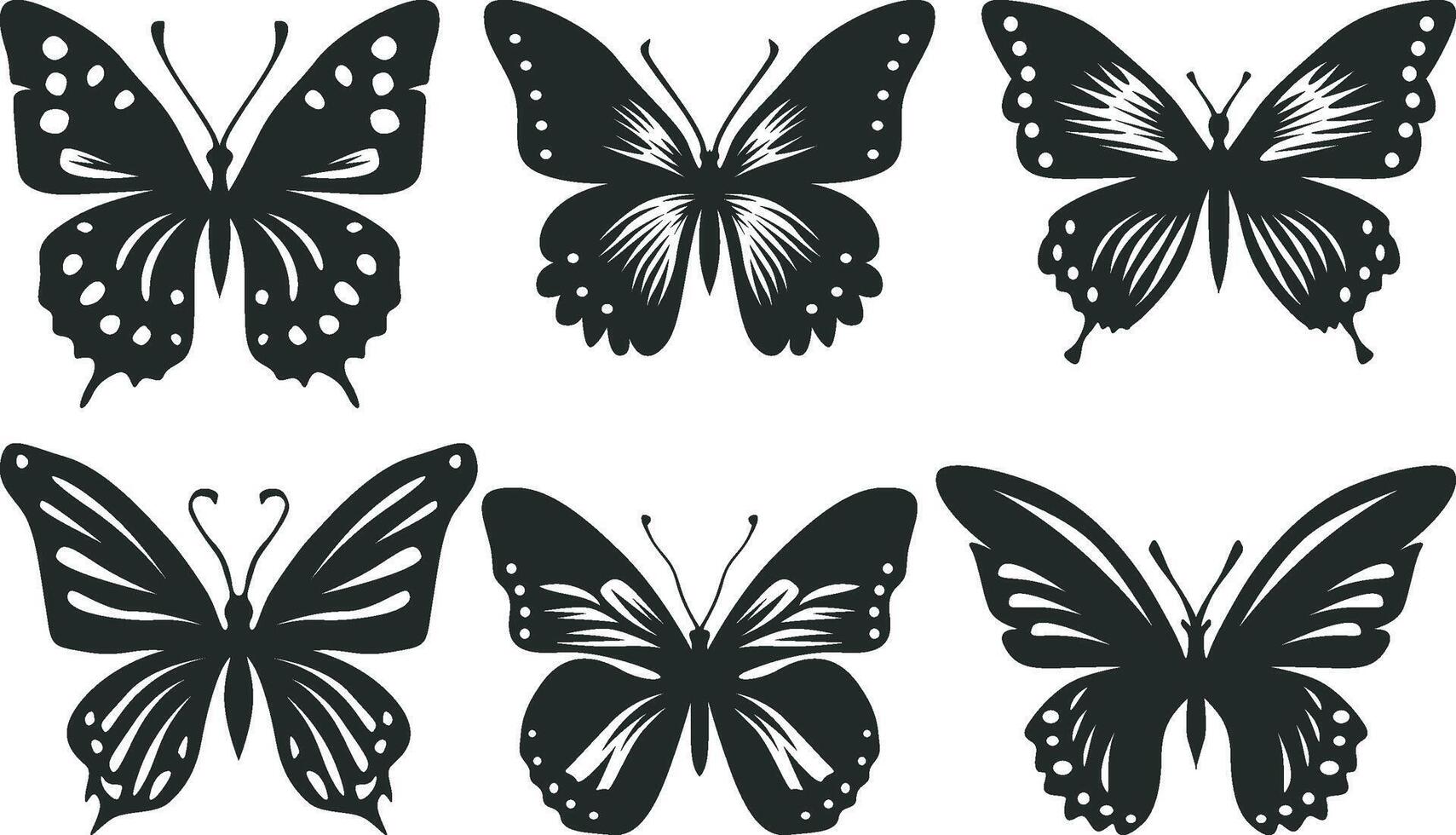 Butterfly silhouettes Bundle collection, Black Butterfly set vector