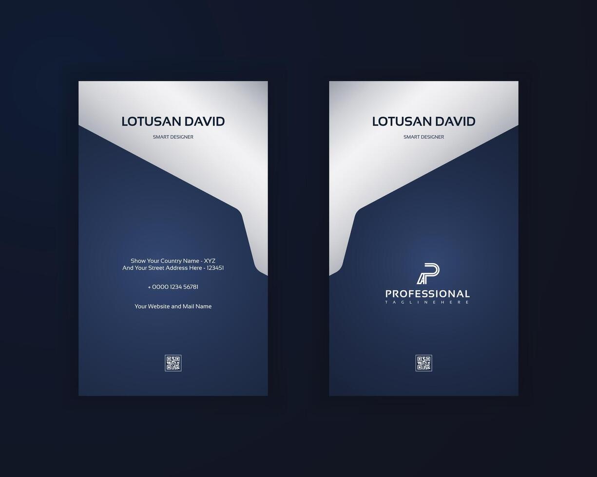 Vertical dark blue elegance modern business card vector