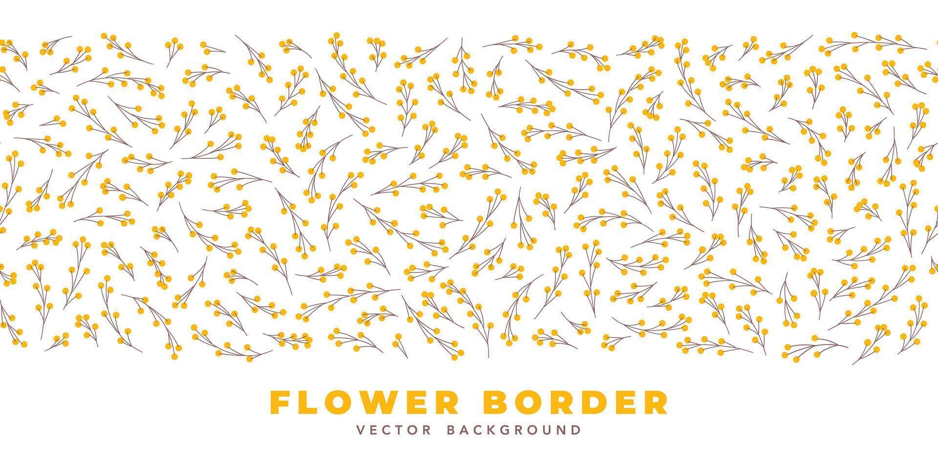 floral frontera modelo. mimosa flores varios formas plano ilustración. sin costura frontera modelo con sencillo árbol ramas con amarillo redondo forma flores botánico . vector