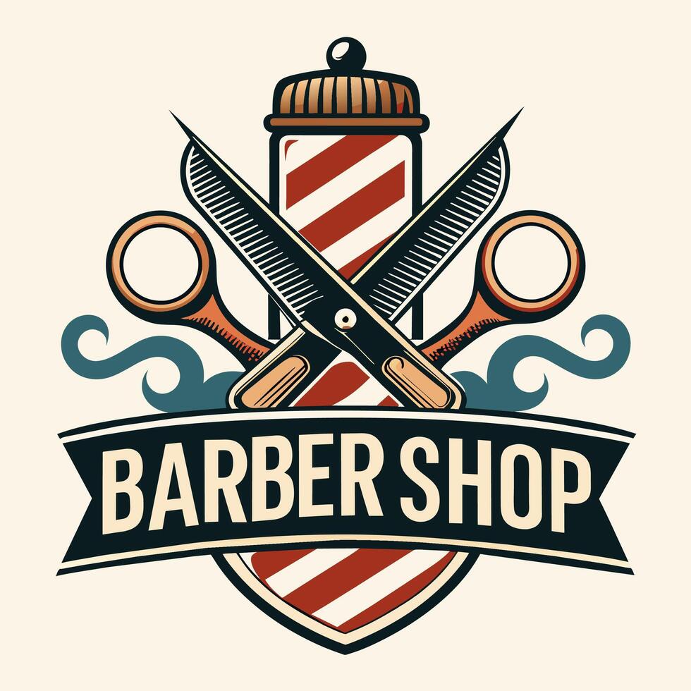 Logo Barbershop Vintage Retro, Logo Template vector