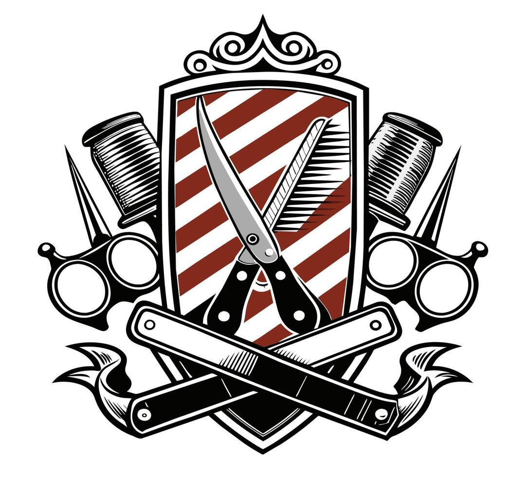 Logo Barbershop Vintage Retro, Logo Template vector