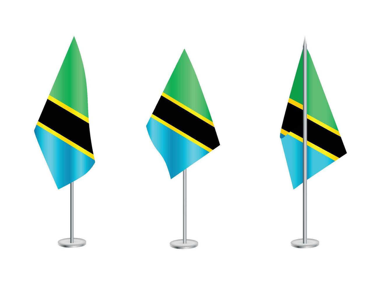 bandera de Tanzania con plata conjunto de polos de tanzania nacional bandera vector