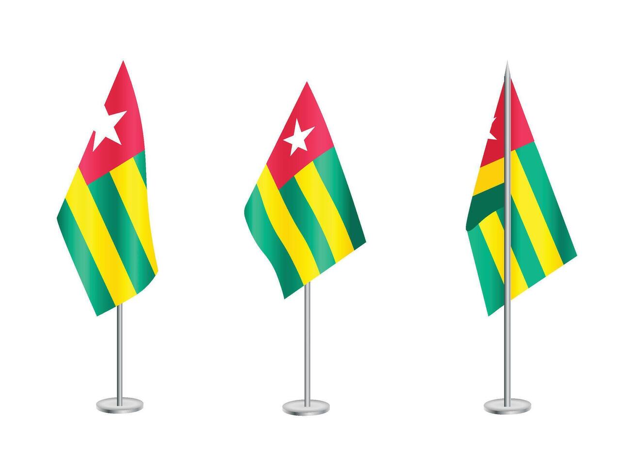 Flag of Togo with silver pole.Set of Togo's national flag vector