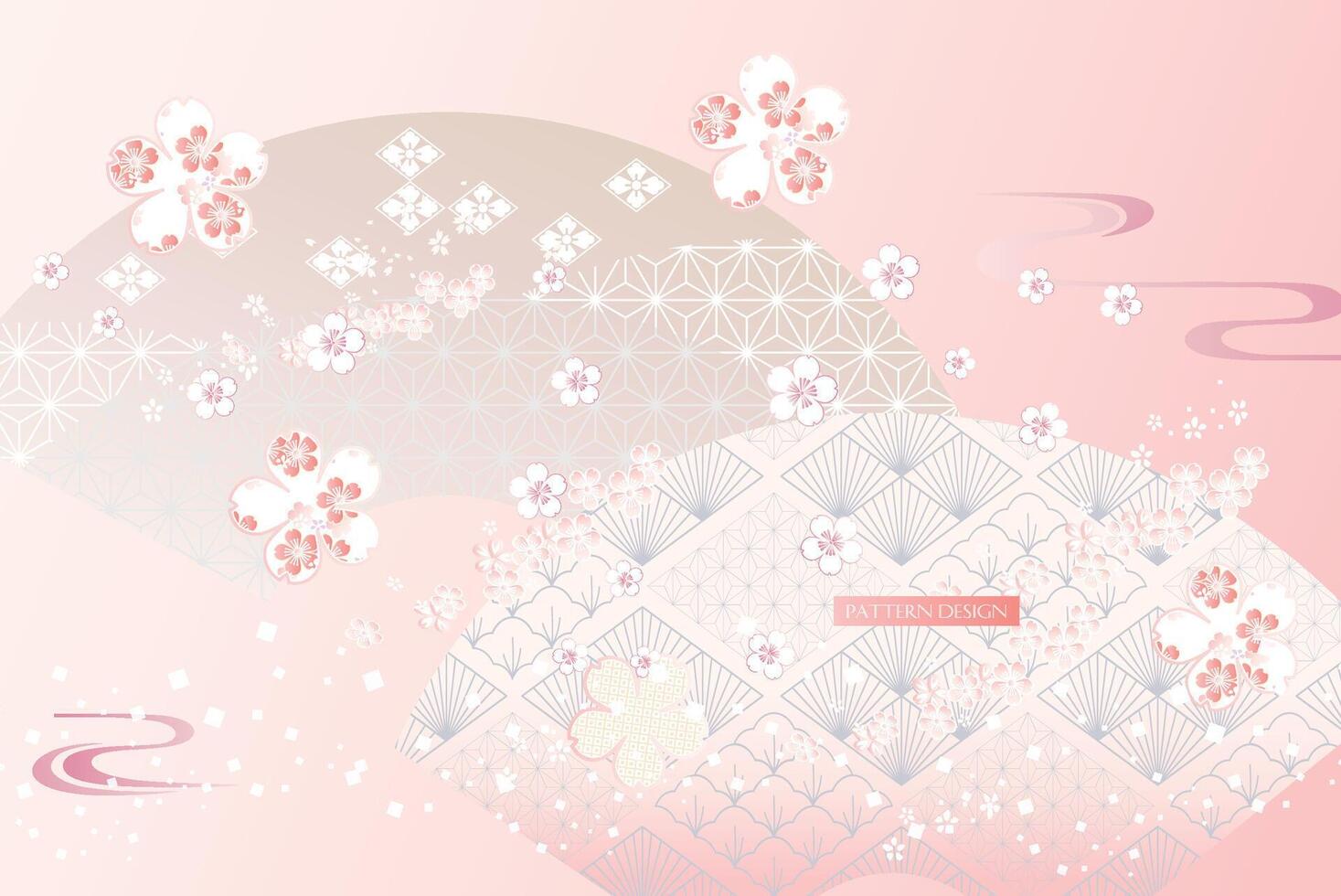 Modern Japanese floral style pattern design. vector