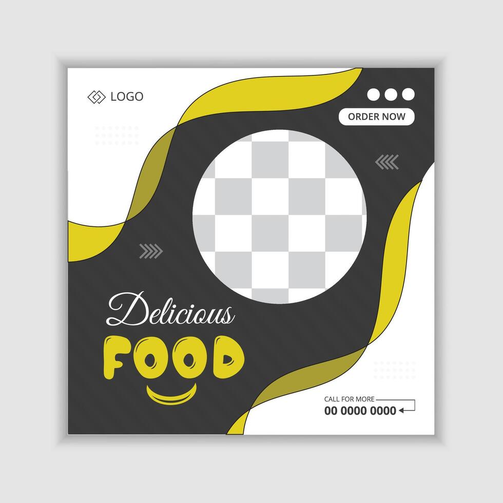 Delicious fruits social media post template, vector