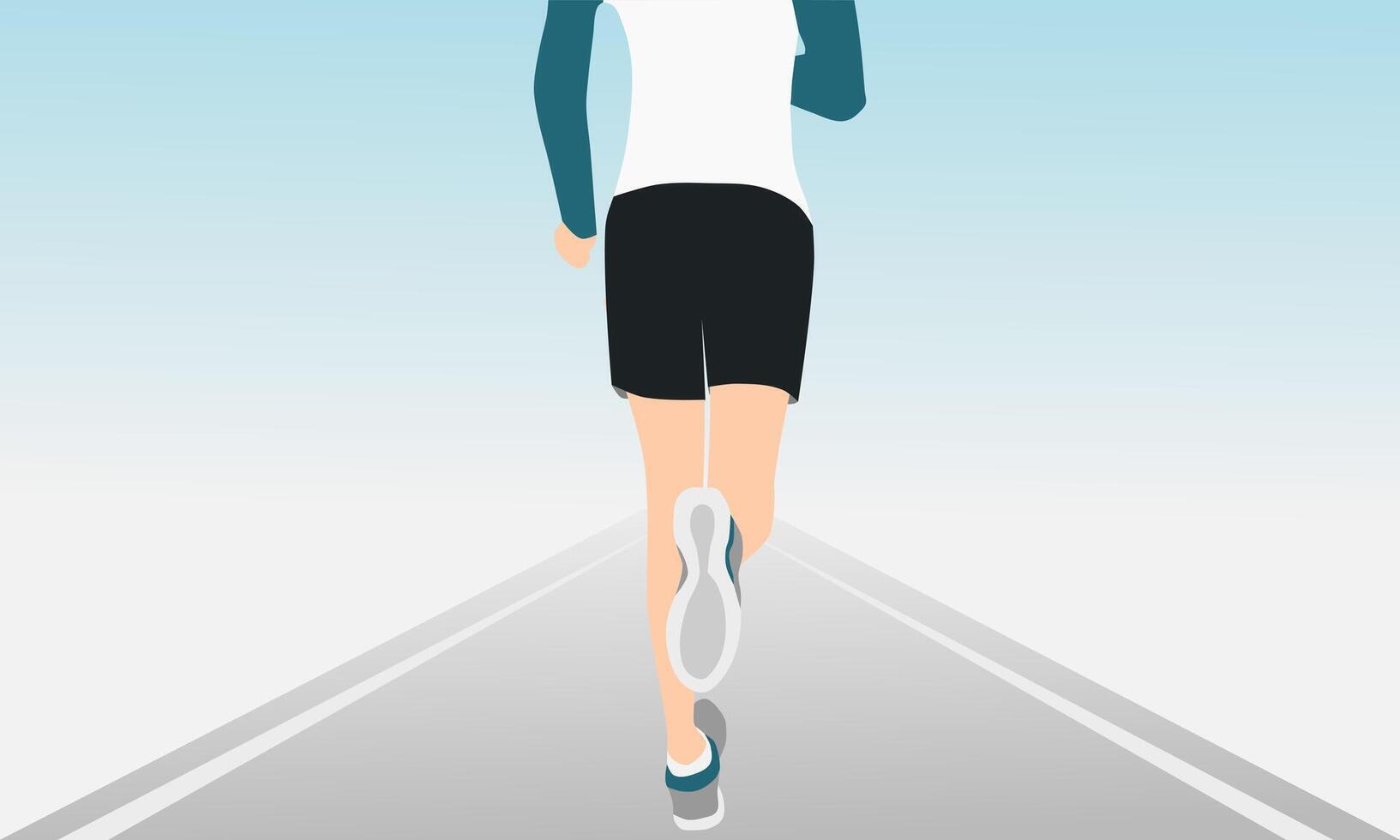 Back view of male running on the road vector