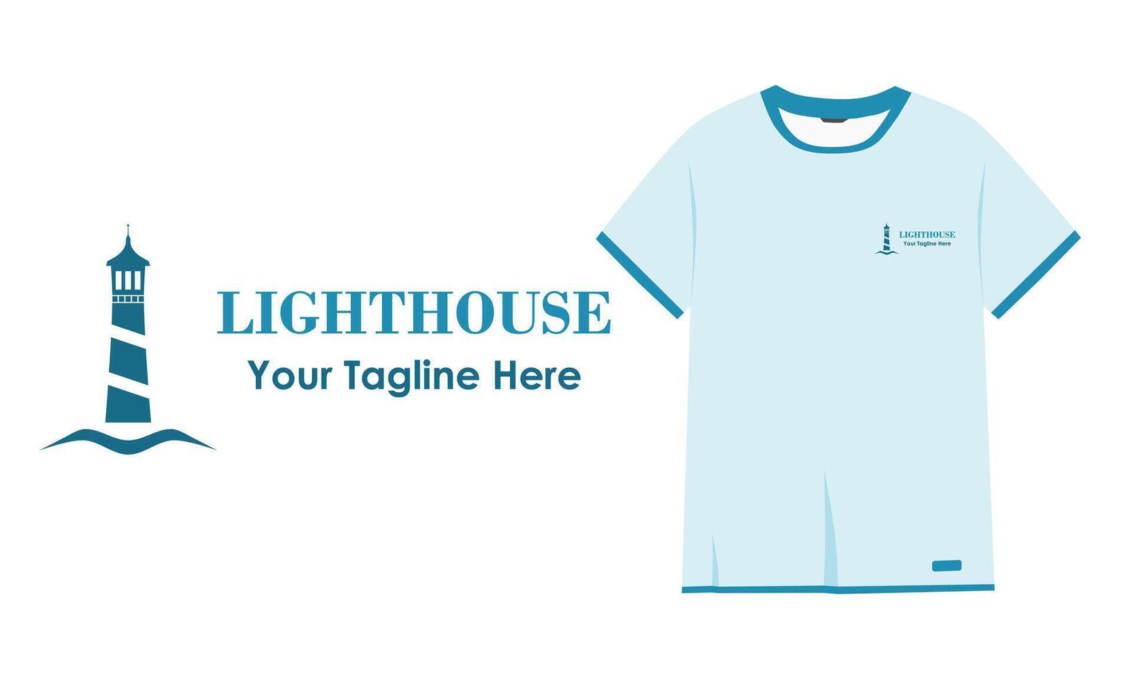 Lighthouse logo design template with t shirt design. illustration. vector