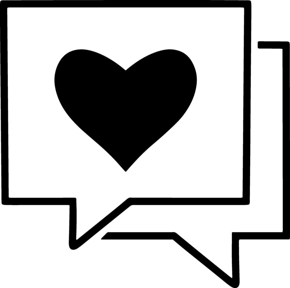 Doodle chat icon heart Hand drwn Speech symbol Stencil vector